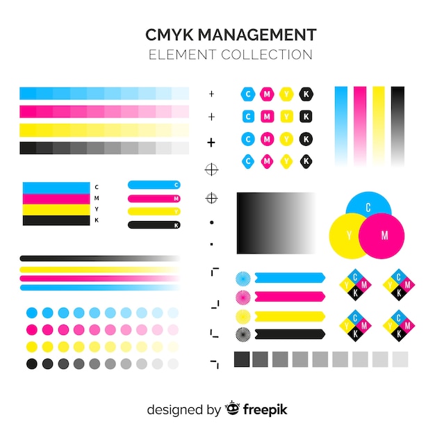 Vetor grátis coleção de elementos de calibração cmyk