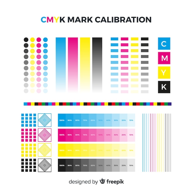 Coleção de elementos de calibração cmyk