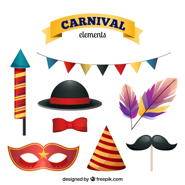 Vetor grátis coleção de elementos de carnaval