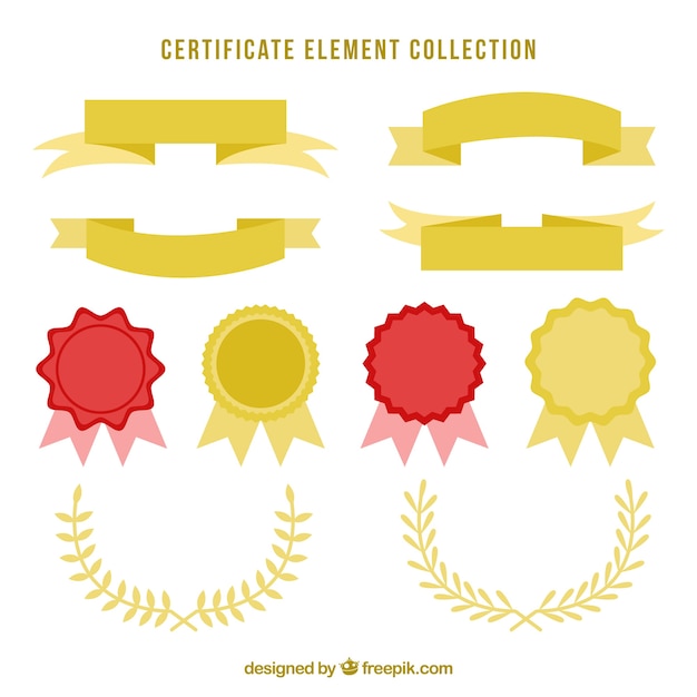 Coleção de elementos de certificado na cor dourada