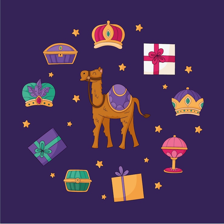 Vetor grátis coleção de elementos de design de reyes magos desenhados à mão