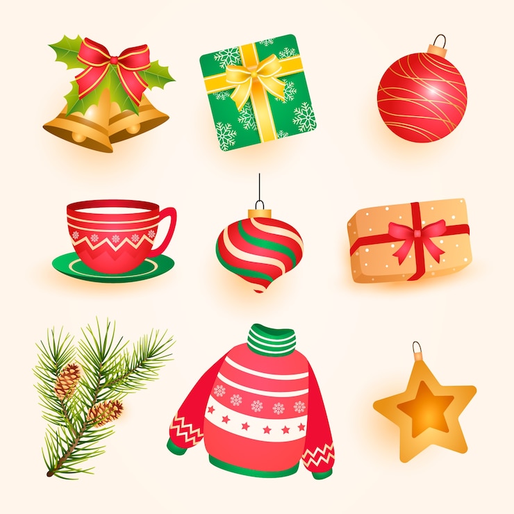 Vetor grátis coleção de elementos de design gradiente para a temporada de natal