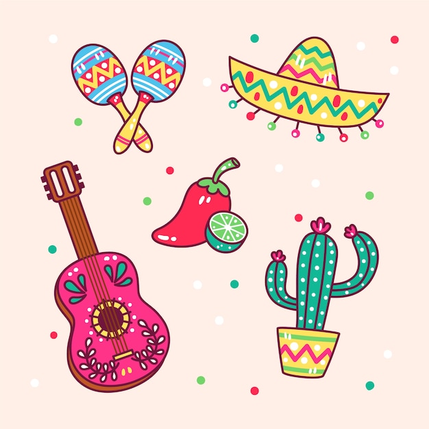 Vetor grátis coleção de elementos de design para celebração mexicana de cinco de mayo