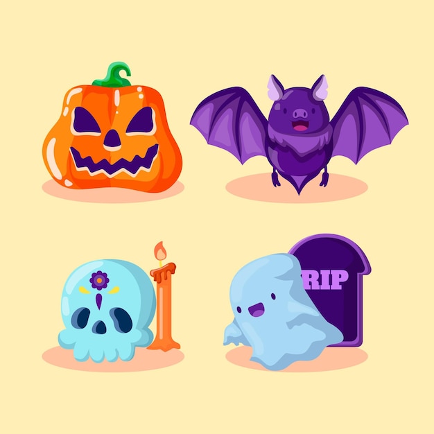 Coleção de elementos de design plano halloween