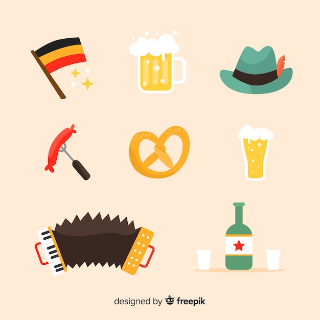 Coleção de elementos de design plano oktoberfest