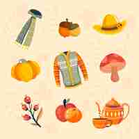 Vetor grátis coleção de elementos de design plano para a temporada de outono