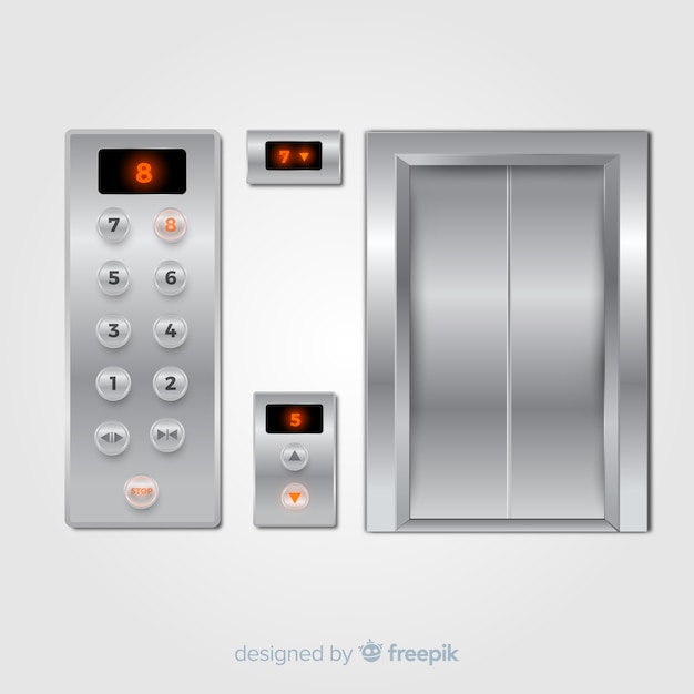 Vetor grátis coleção de elementos de elevador com design realista