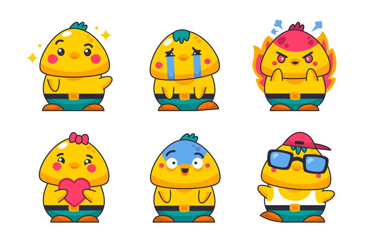 Vetor grátis coleção de elementos de emotes desenhados à mão