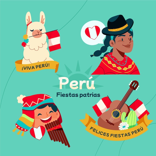 Coleção de elementos de festas planas patrias