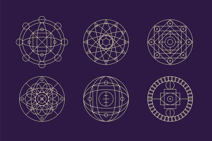 Vetor grátis coleção de elementos de geometria sagrada de design plano