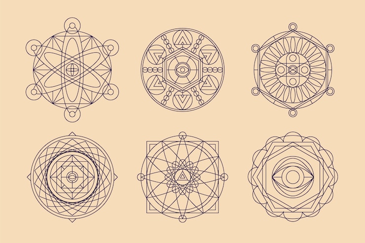 Vetor grátis coleção de elementos de geometria sagrada de design plano