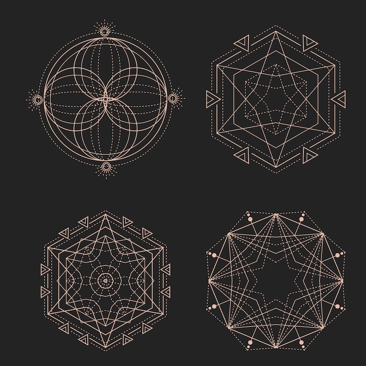 Vetor grátis coleção de elementos de geometria sagrada de design plano