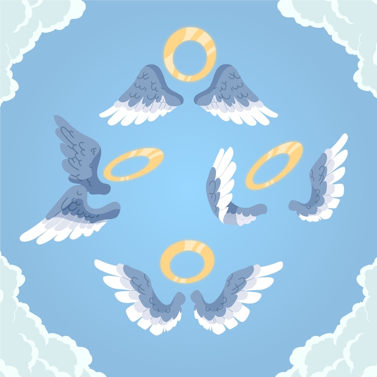 Vetor grátis coleção de elementos de halo de anjo desenhado à mão