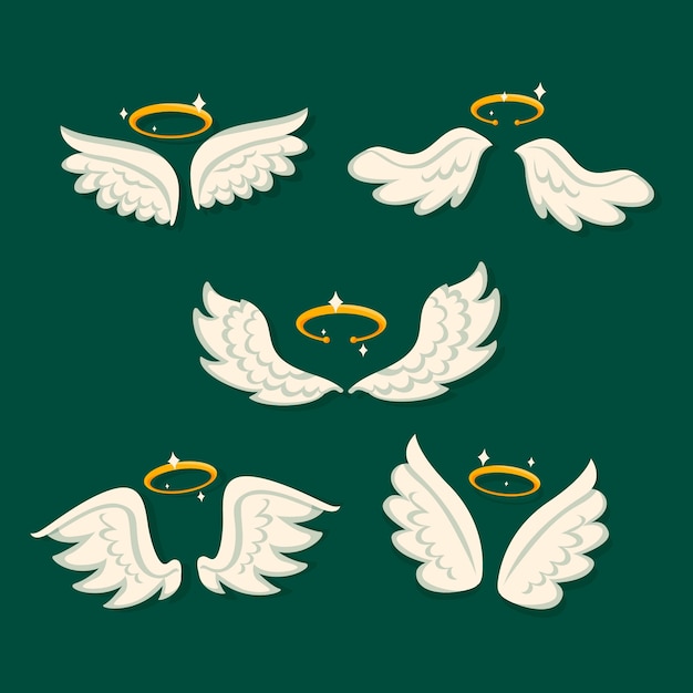 Vetor grátis coleção de elementos de halo de anjo desenhado à mão