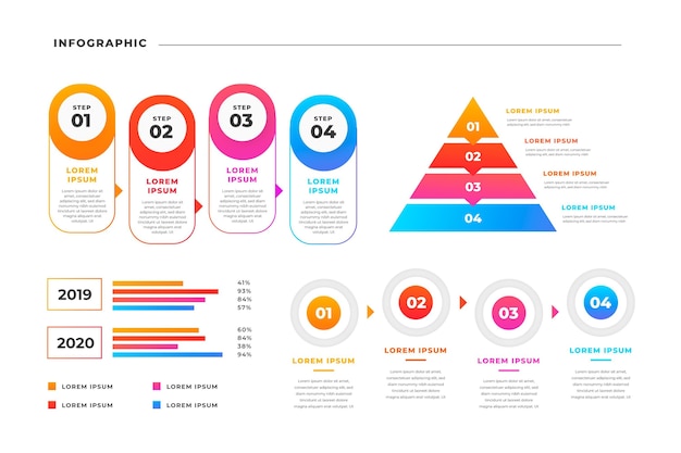 Vetor grátis coleção de elementos de infográfico de gradiente