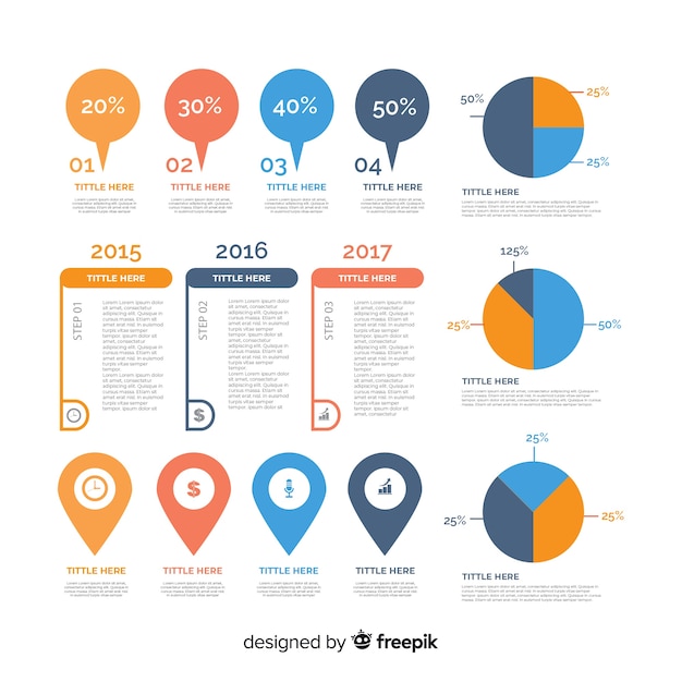 Coleção de elementos de infográfico design plano