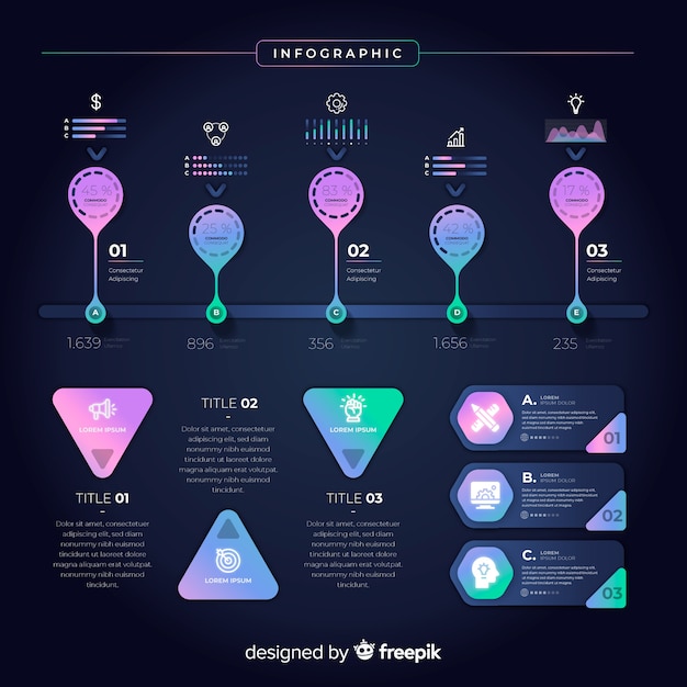 Coleção de elementos de infográfico gradiente