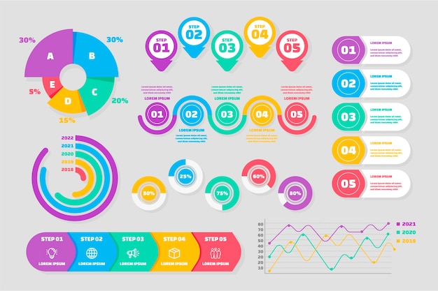 Vetor grátis coleção de elementos de infográfico plano