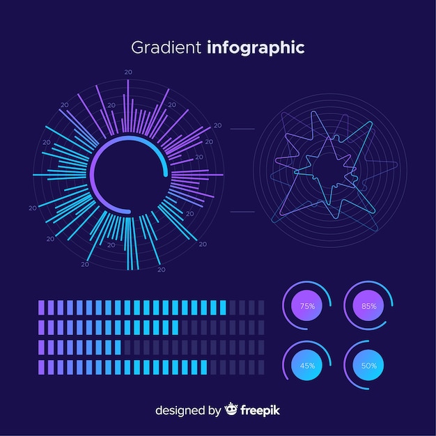 Vetor grátis coleção de elementos de infográficos de gradiente