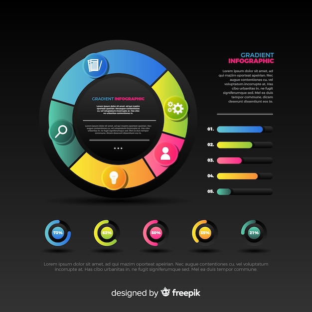 Vetor grátis coleção de elementos de infográficos de gradiente