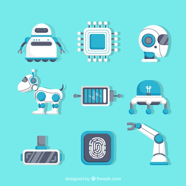 Coleção de elementos de inteligência artificial em estilo simples