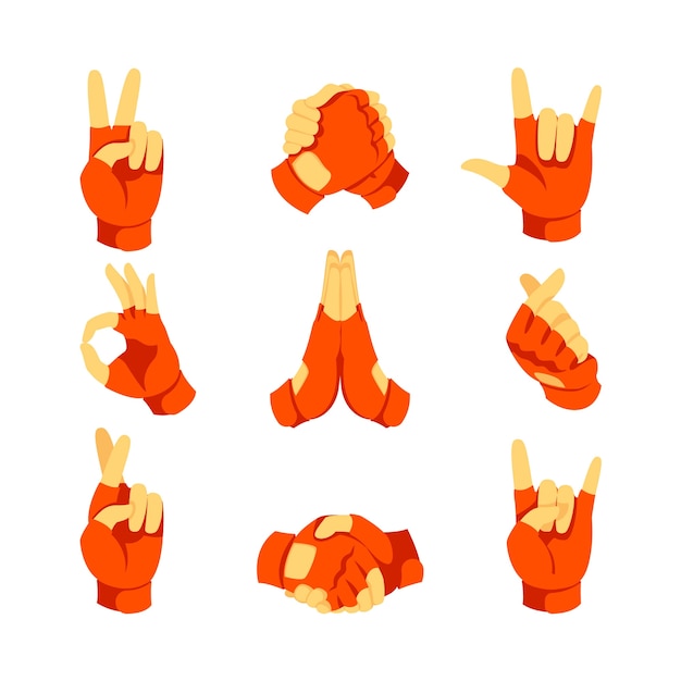 Vetor grátis coleção de elementos de mãos emoji planas