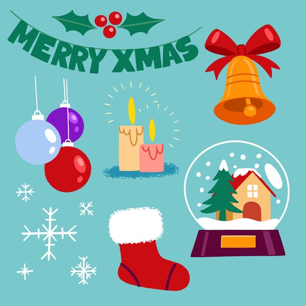 Coleção de elementos de Natal desenhados à mão