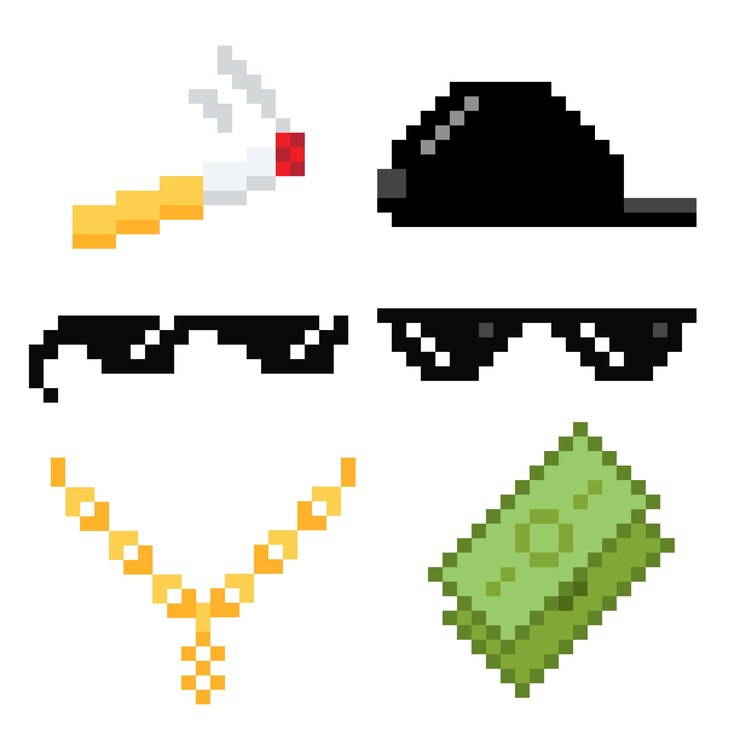 Vetor grátis coleção de elementos de óculos de sol thug life de design plano