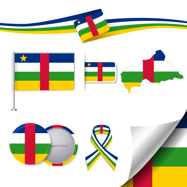 Vetor grátis coleção de elementos de papelaria com a bandeira do design de república central africana