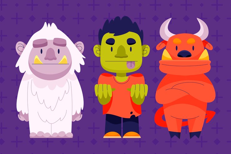 Vetor grátis coleção de elementos de personagem de celebração de halloween