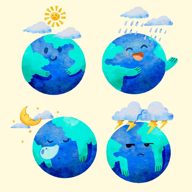 Vetor grátis coleção de elementos de personagens em aquarela para celebração do dia da terra