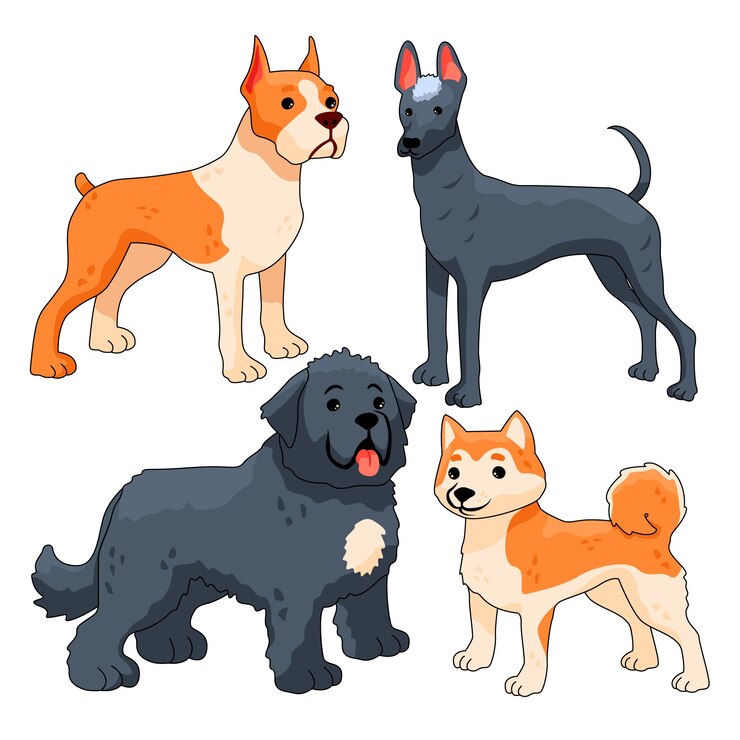 Vetor grátis coleção de elementos de raças de cães desenhados à mão