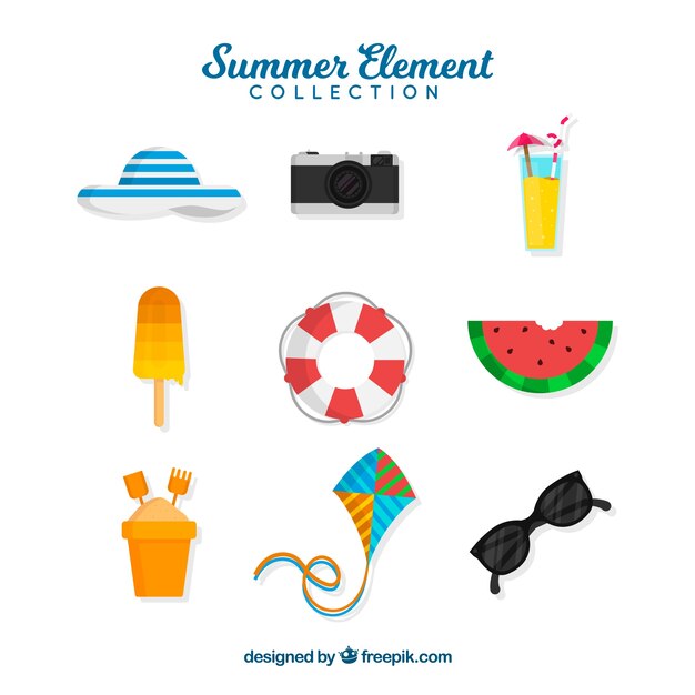Vetor grátis coleção de elementos de verão em estilo simples