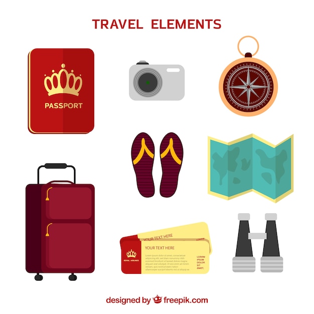 Coleção de elementos de viagem em design plano