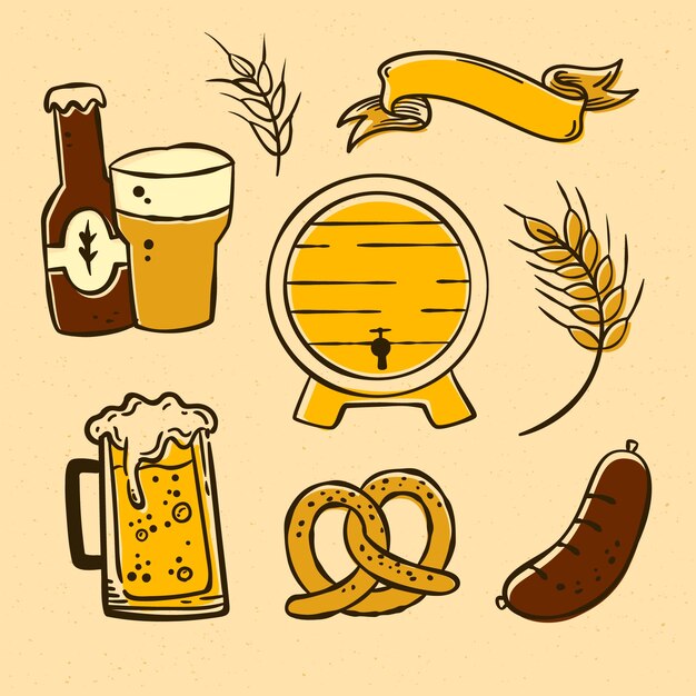 Coleção de elementos desenhados à mão para o festival oktoberfest