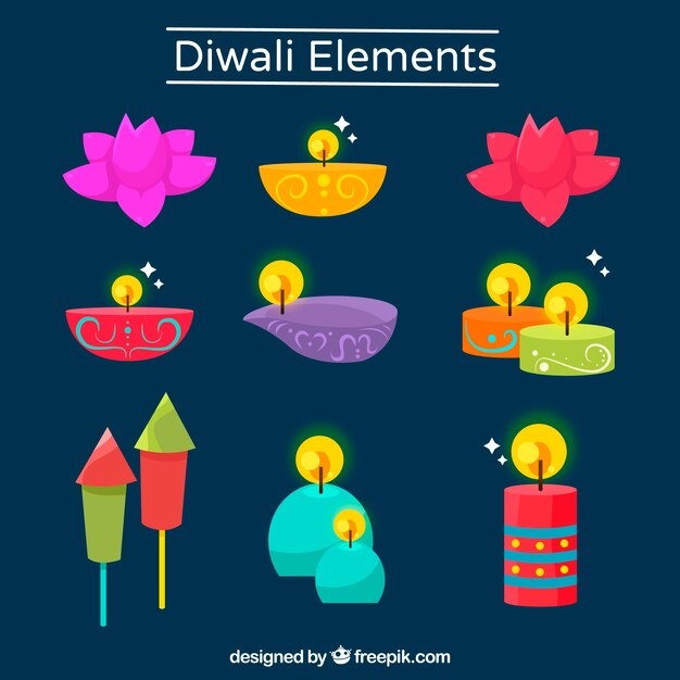 Coleção de elementos diwali