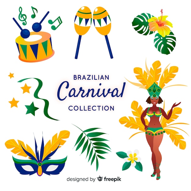 Coleção de elementos do carnaval brasileiro