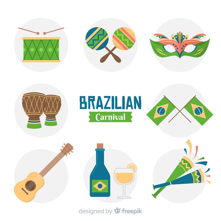 Vetor grátis coleção de elementos do carnaval brasileiro