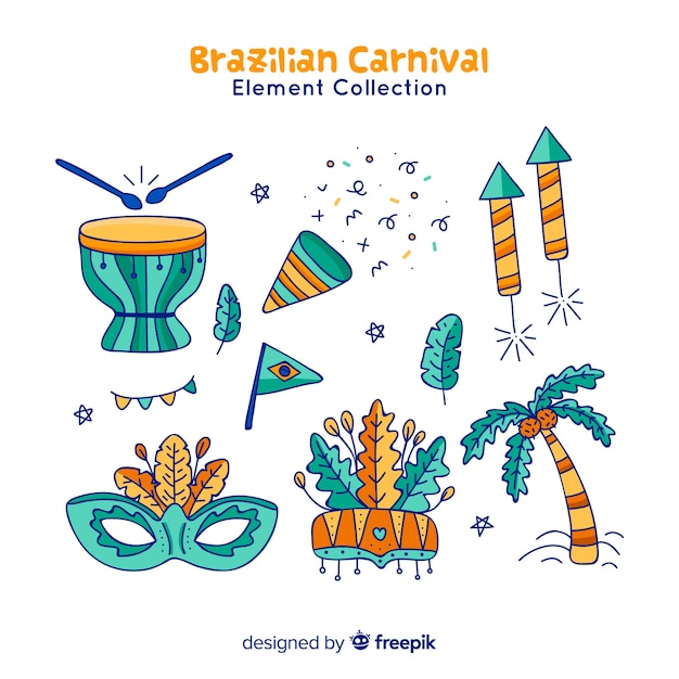 Coleção de elementos do carnaval brasileiro