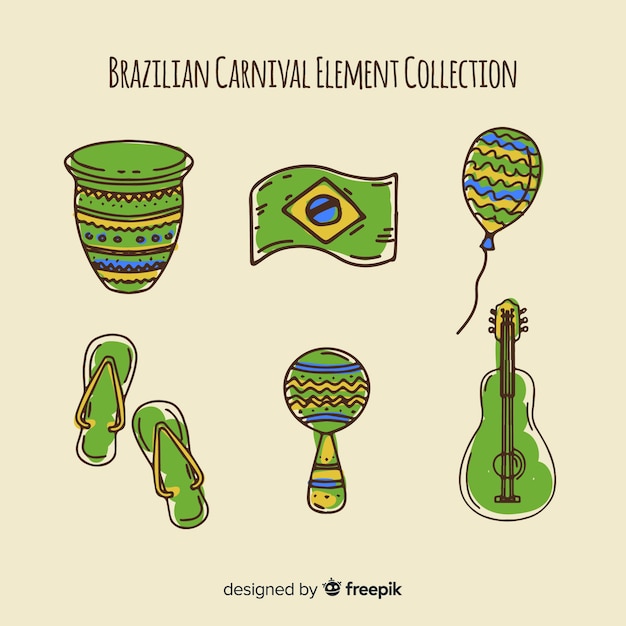 Vetor grátis coleção de elementos do carnaval brasileiro