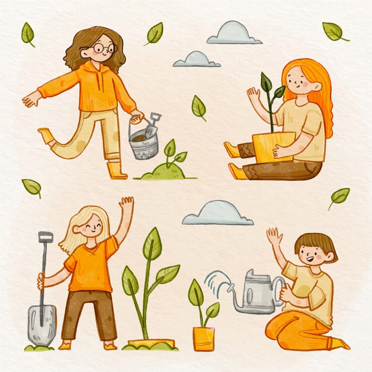 Vetor grátis coleção de elementos do dia da árvore em aquarela