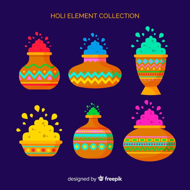 Coleção de elementos do festival de Holi