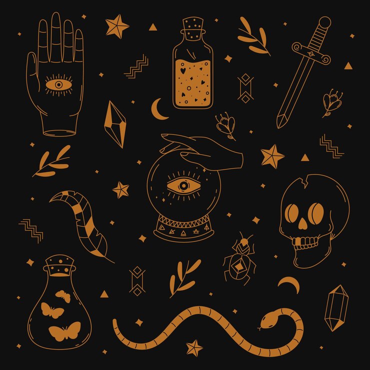 Vetor grátis coleção de elementos esotéricos ilustrados