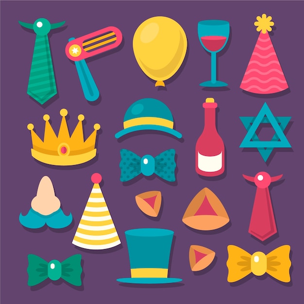 Coleção de elementos Flat Purim