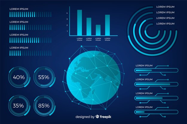 Coleção de elementos futuristas infográfico