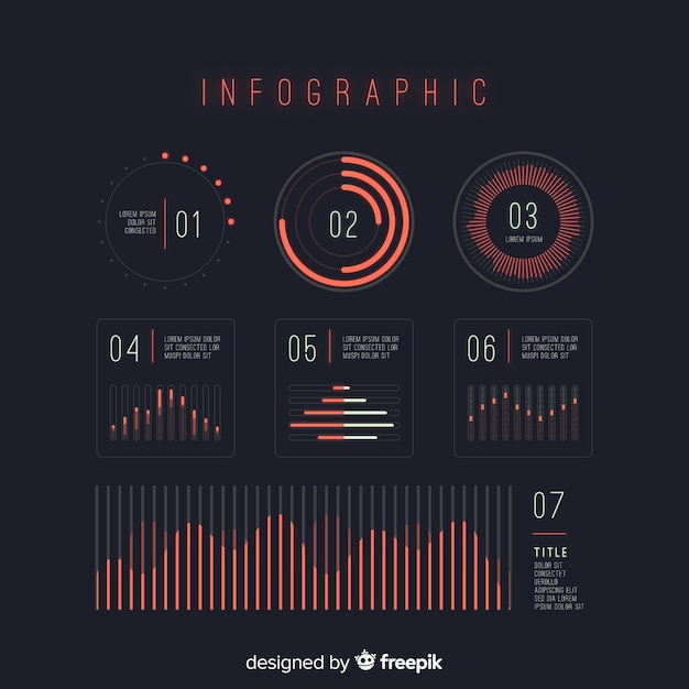 Coleção de elementos futuristas infográfico