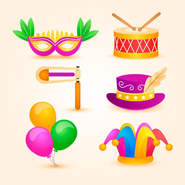 Coleção de elementos gradientes para celebração do feriado de purim