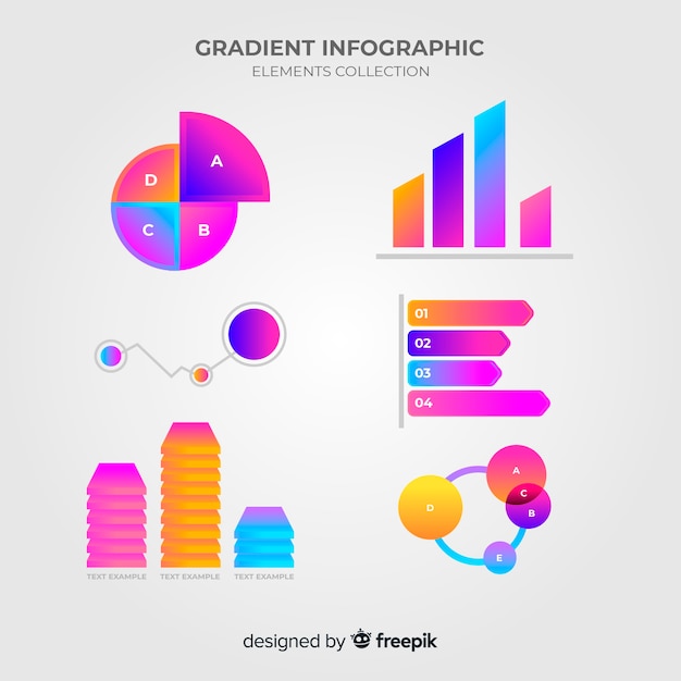 Vetor grátis coleção de elementos infográfico com estilo gradiente