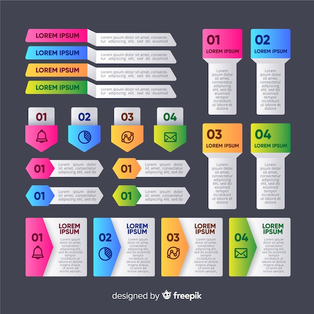 Vetor grátis coleção de elementos infográfico em estilo gradiente