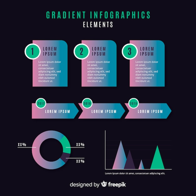 Vetor grátis coleção de elementos infográfico gradiente